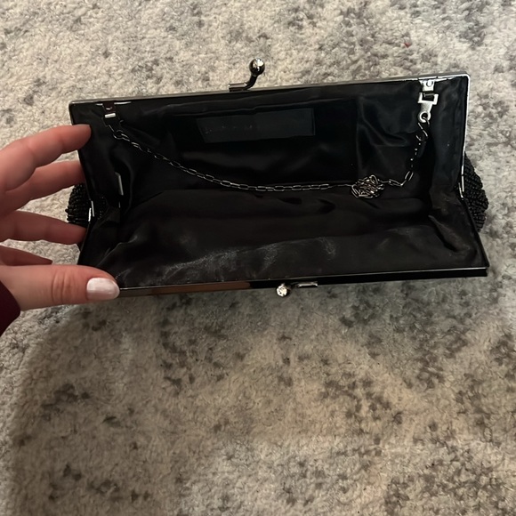 great condition black beaded clutch with chain - Picture 4 of 6